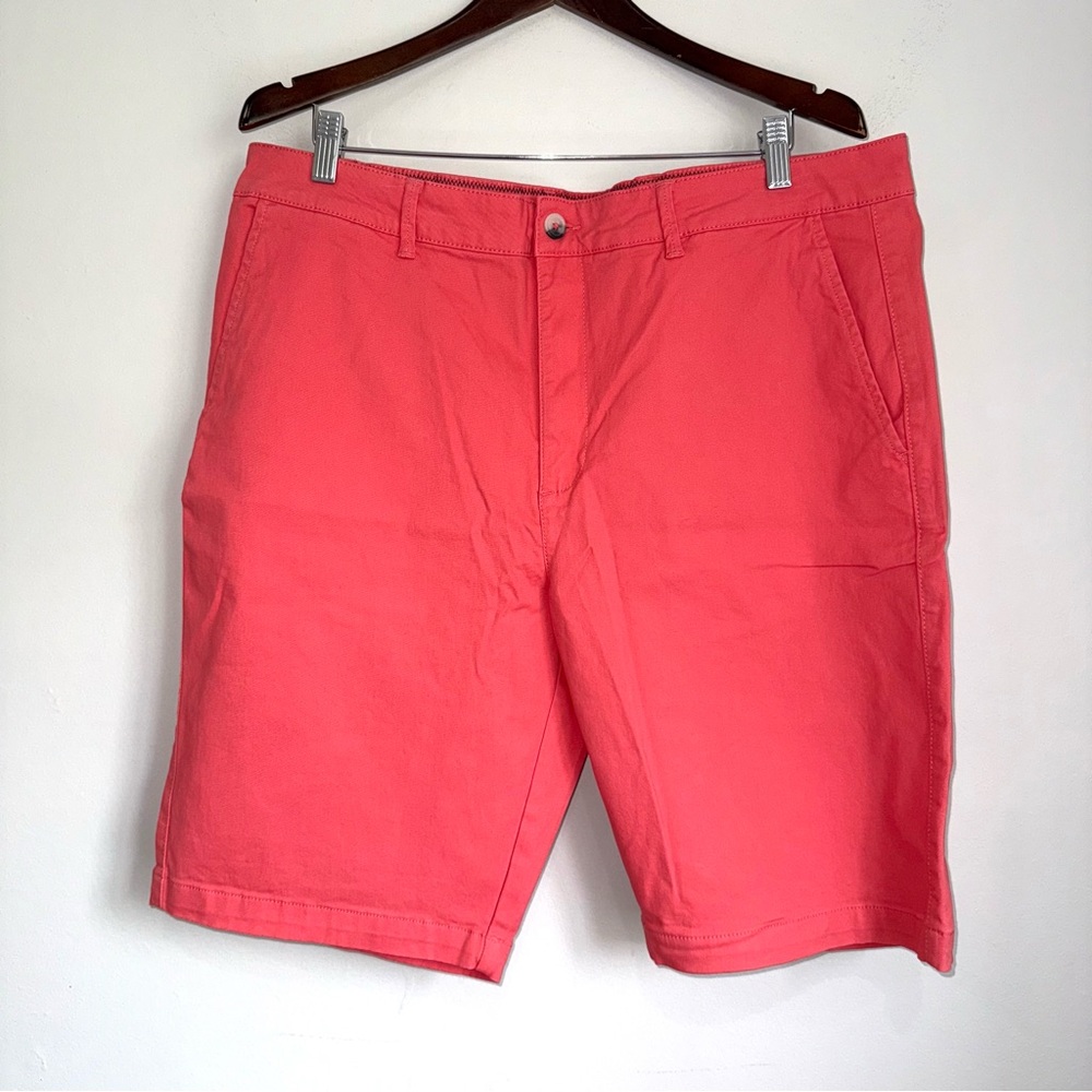 FALLS CREEK Mens 38 Coral Pink Flat Front 10.5" Chino Shorts YY3
